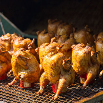 Coca-Cola Butt Chicken lined up on the Smoker