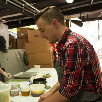 Chef E. J. Hodgkinson prepares for a private dinner