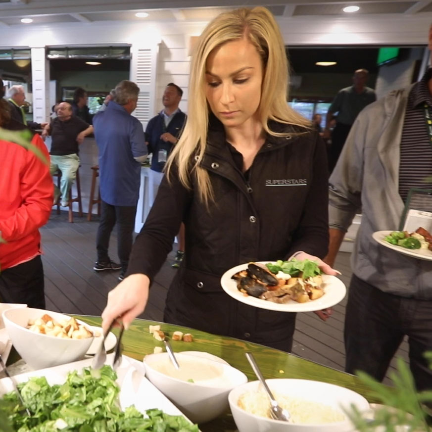 Guests getting lunch at the Fairway Buffet